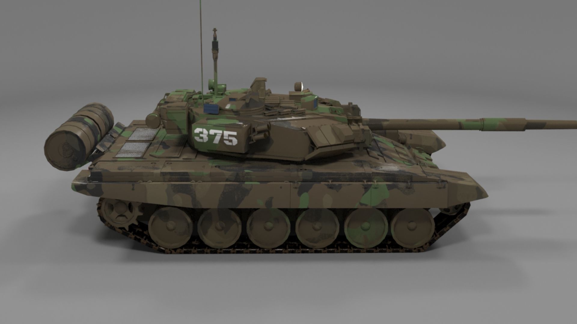 Weathered Camouflaged T90A Main Battle Tank 3D Model 3D model_16