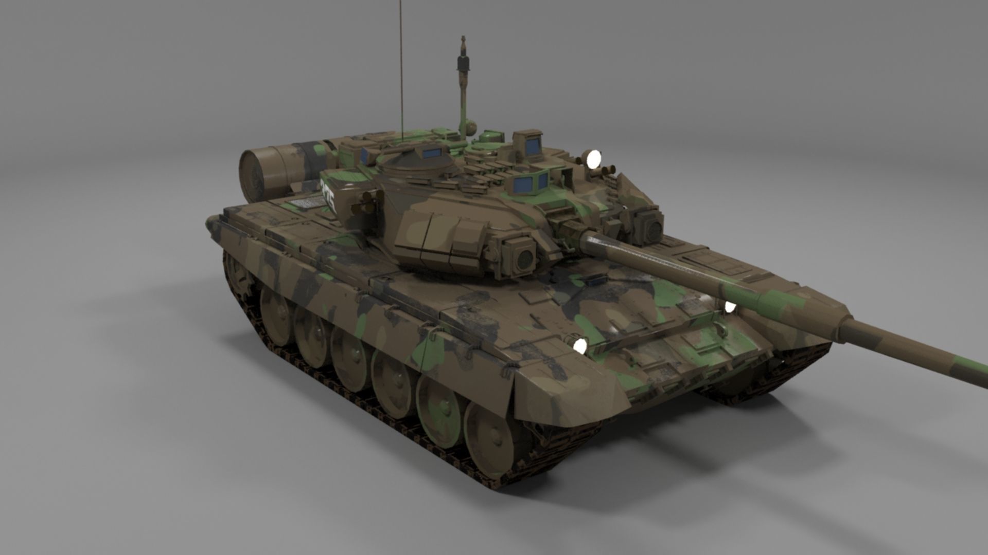 Weathered Camouflaged T90A Main Battle Tank 3D Model 3D model_19