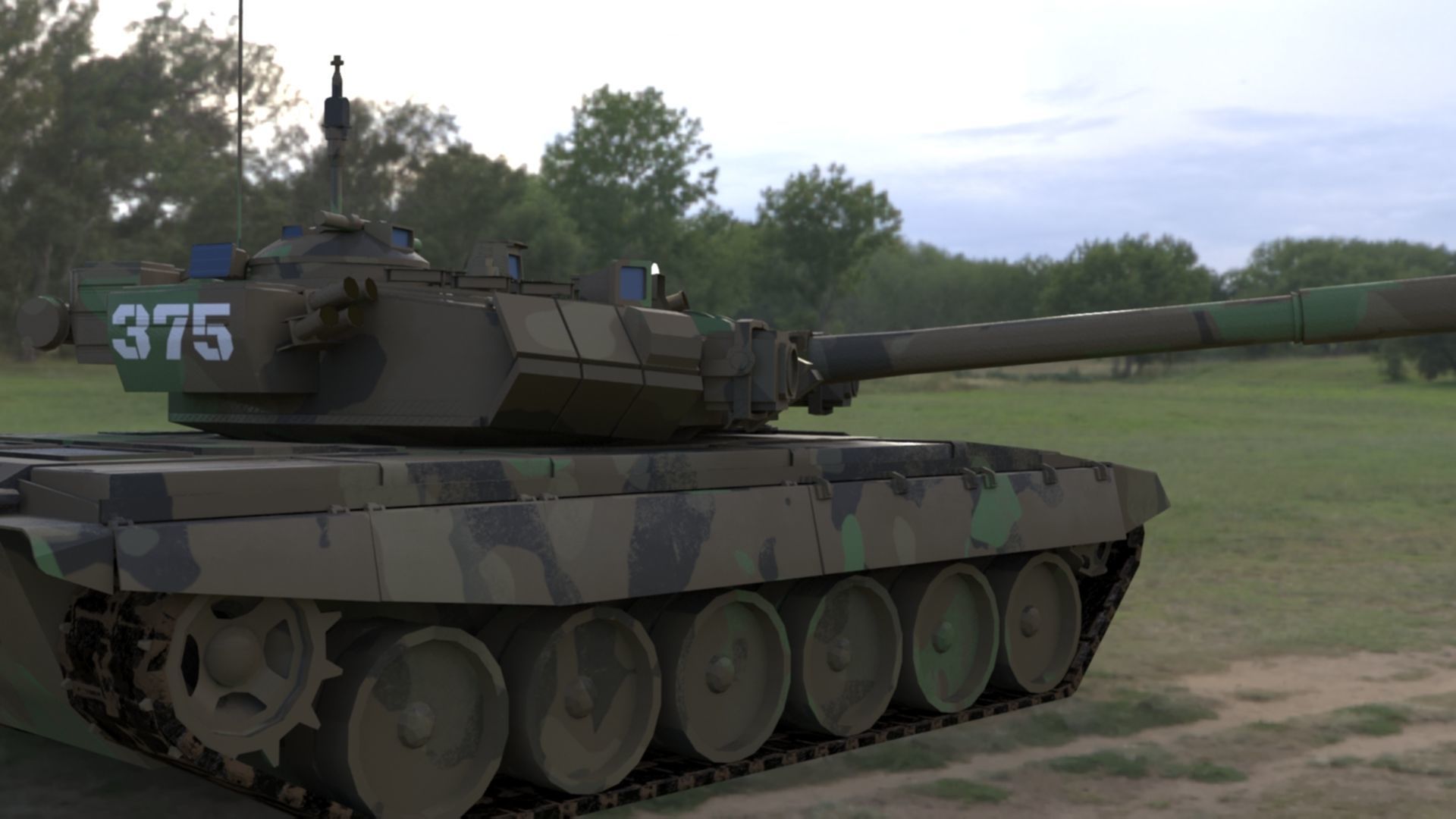 Weathered Camouflaged T90A Main Battle Tank 3D Model 3D model_3
