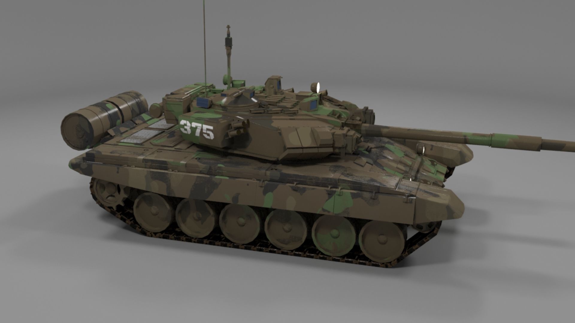 Weathered Camouflaged T90A Main Battle Tank 3D Model 3D model_17