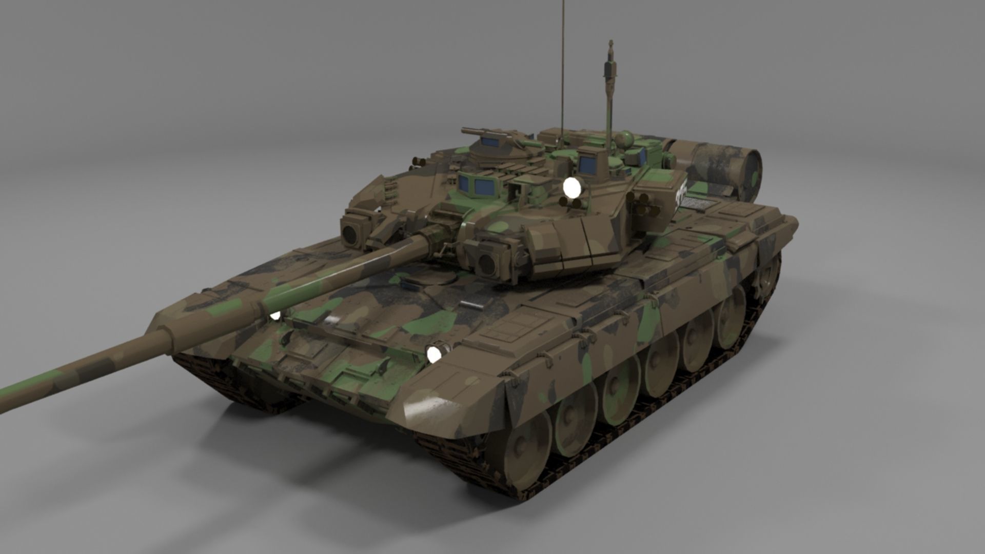 Weathered Camouflaged T90A Main Battle Tank 3D Model 3D model_23