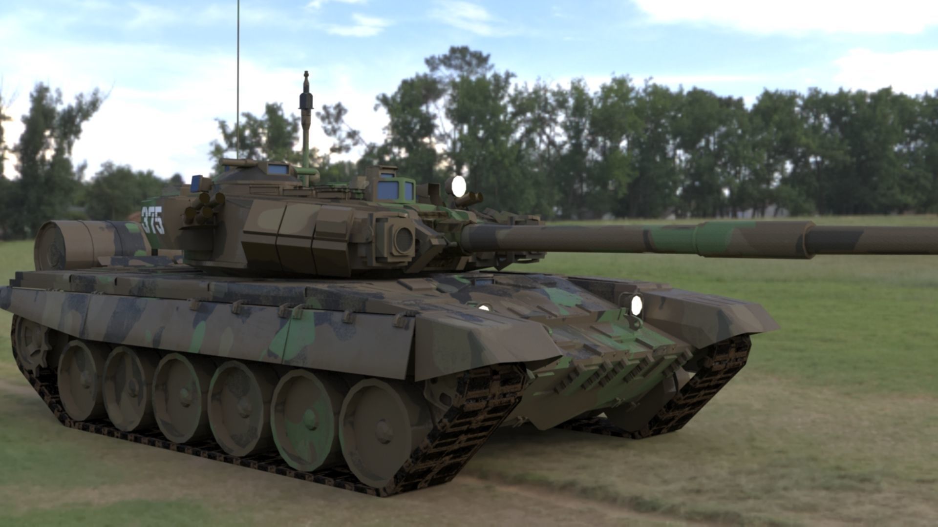 Weathered Camouflaged T90A Main Battle Tank 3D Model 3D model_5
