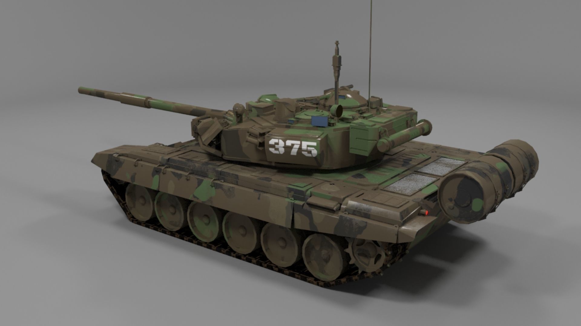 Weathered Camouflaged T90A Main Battle Tank 3D Model 3D model_8