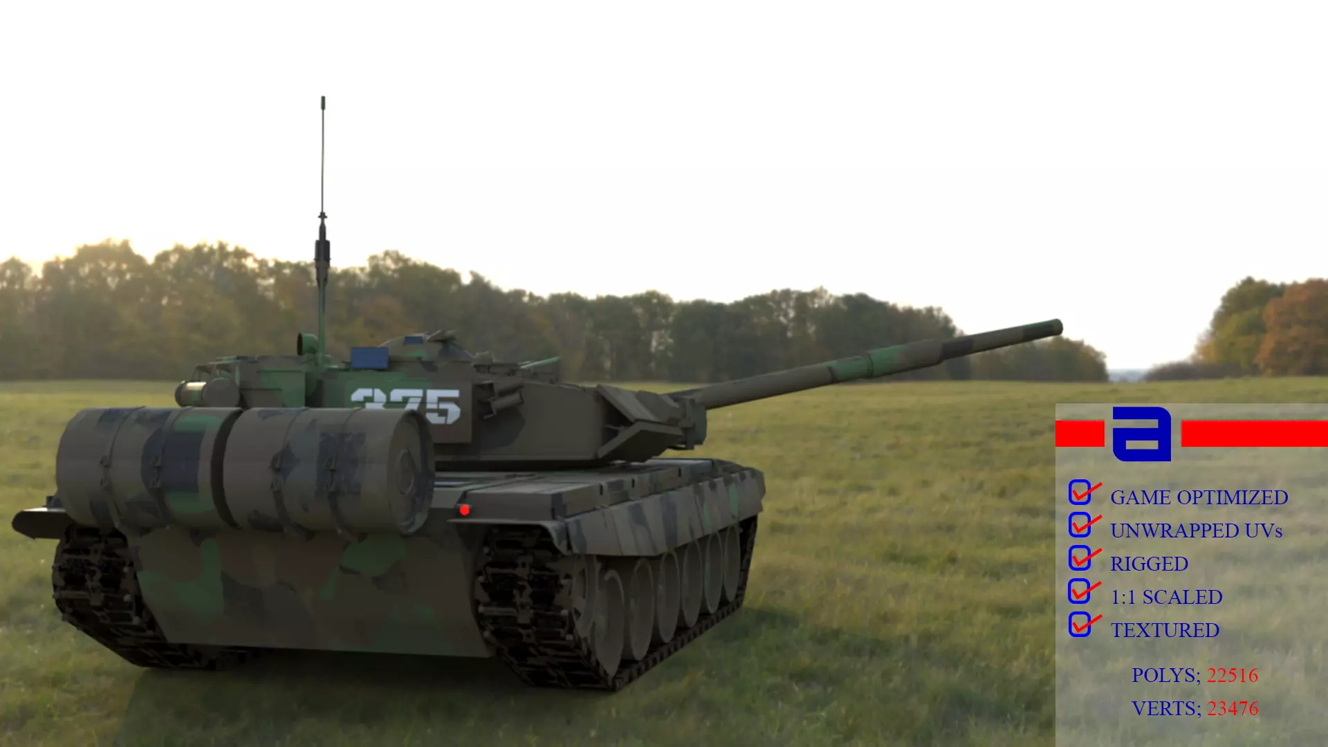 Weathered Camouflaged T90A Main Battle Tank 3D Model 3D model_0