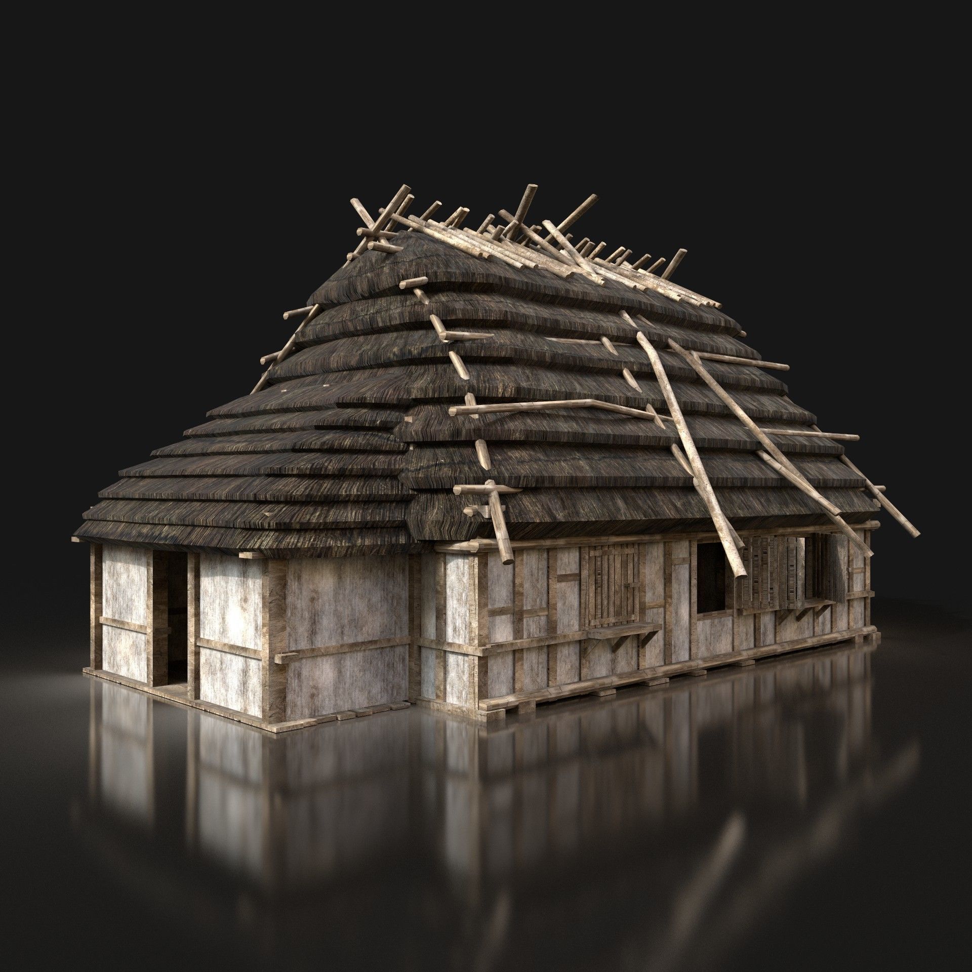 Next Gen AAA Medieval Village Collection - 7 Enterable Buildings Low-poly 3D model_3