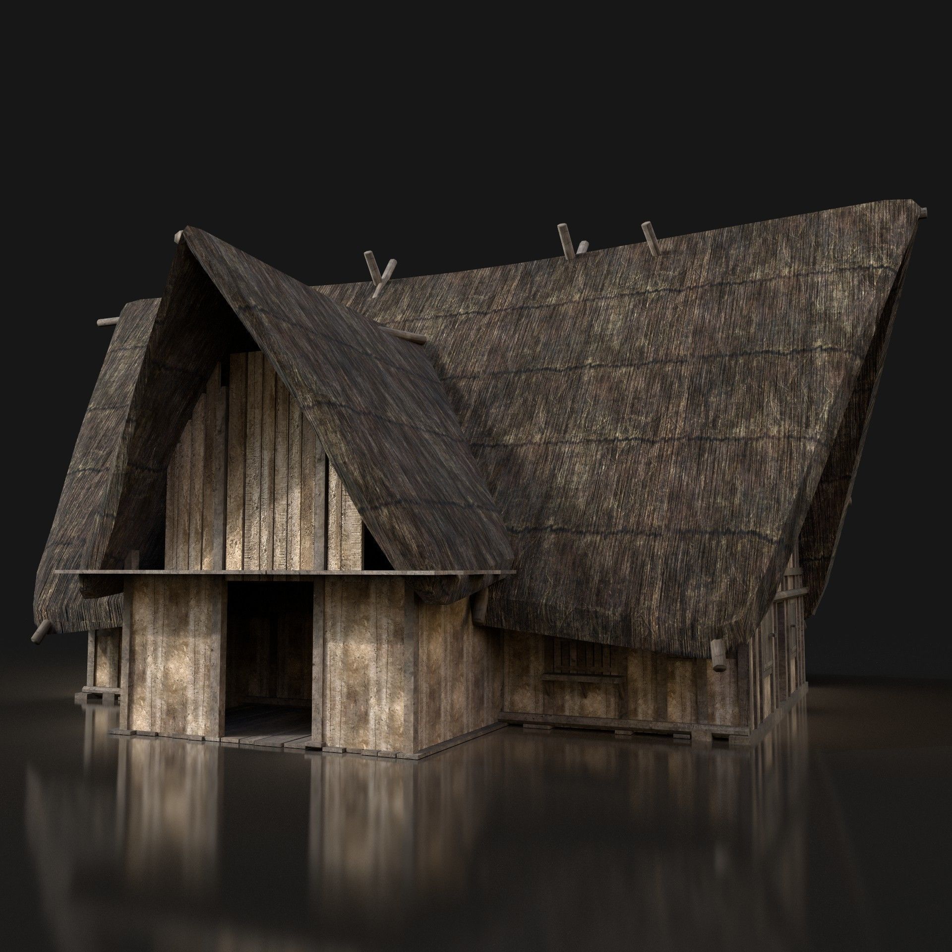Next Gen AAA Medieval Village Collection - 7 Enterable Buildings Low-poly 3D model_32