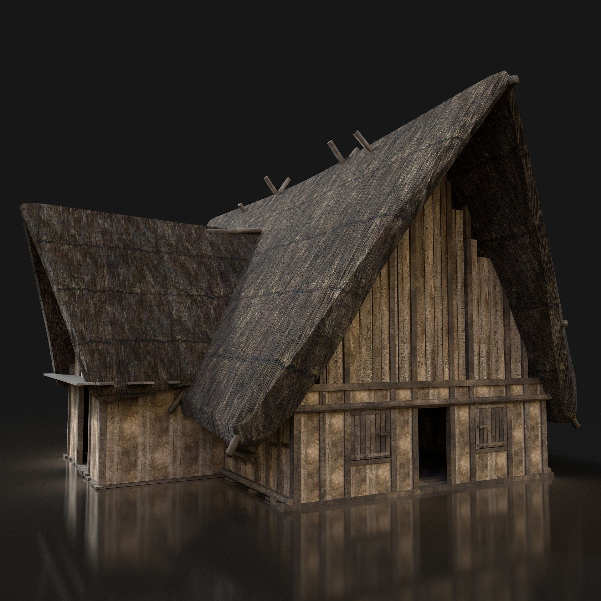 Next Gen AAA Medieval Village Collection - 7 Enterable Buildings Low-poly 3D model_33