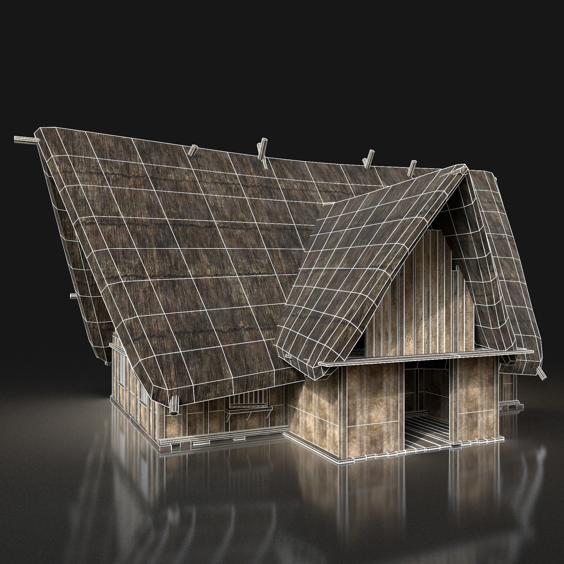Next Gen AAA Medieval Village Collection - 7 Enterable Buildings Low-poly 3D model_35