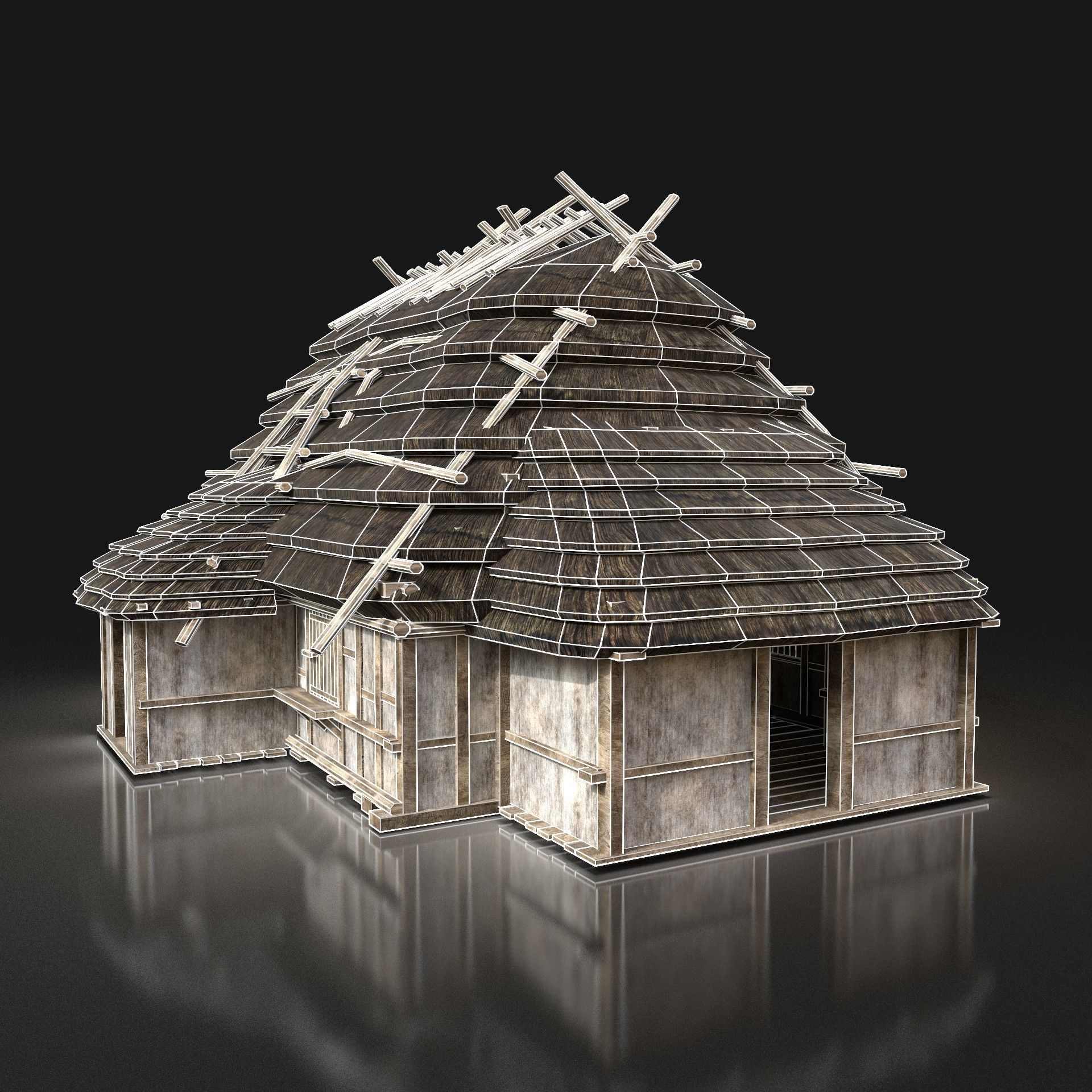 Next Gen AAA Medieval Village Collection - 7 Enterable Buildings Low-poly 3D model_5