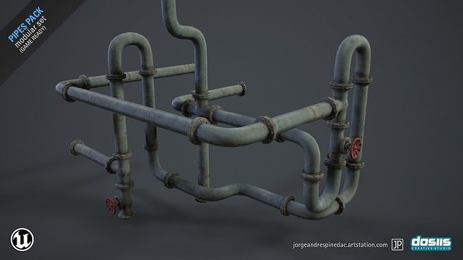 Pipes Pack  - Modular Set - Game Ready Low-poly 3D model