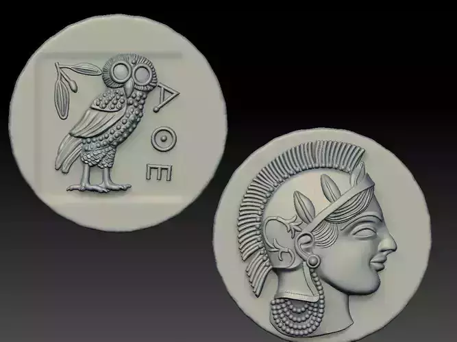 Greek Ancient drachma coin 3D print model