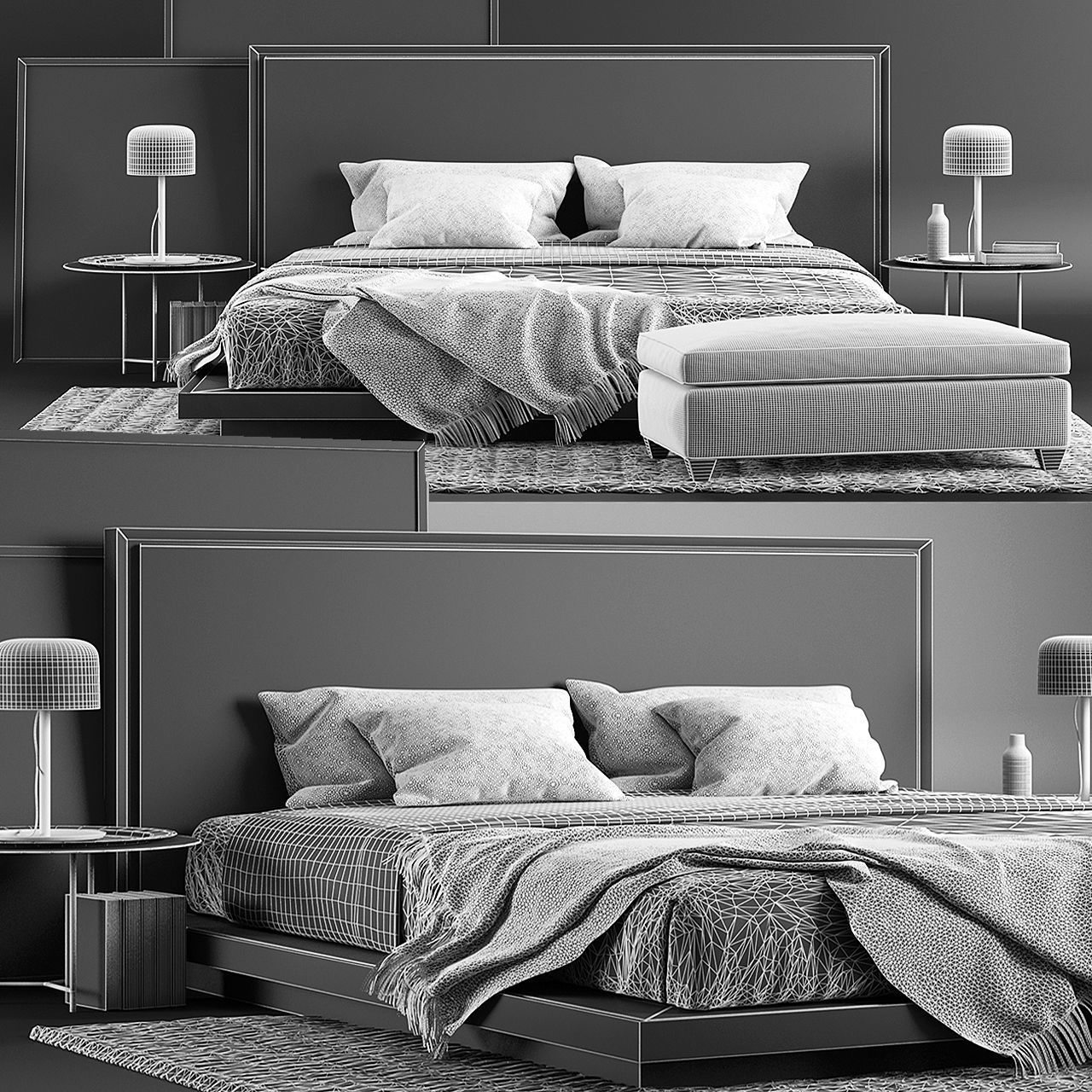 Envy King Bed SET 3D model_2