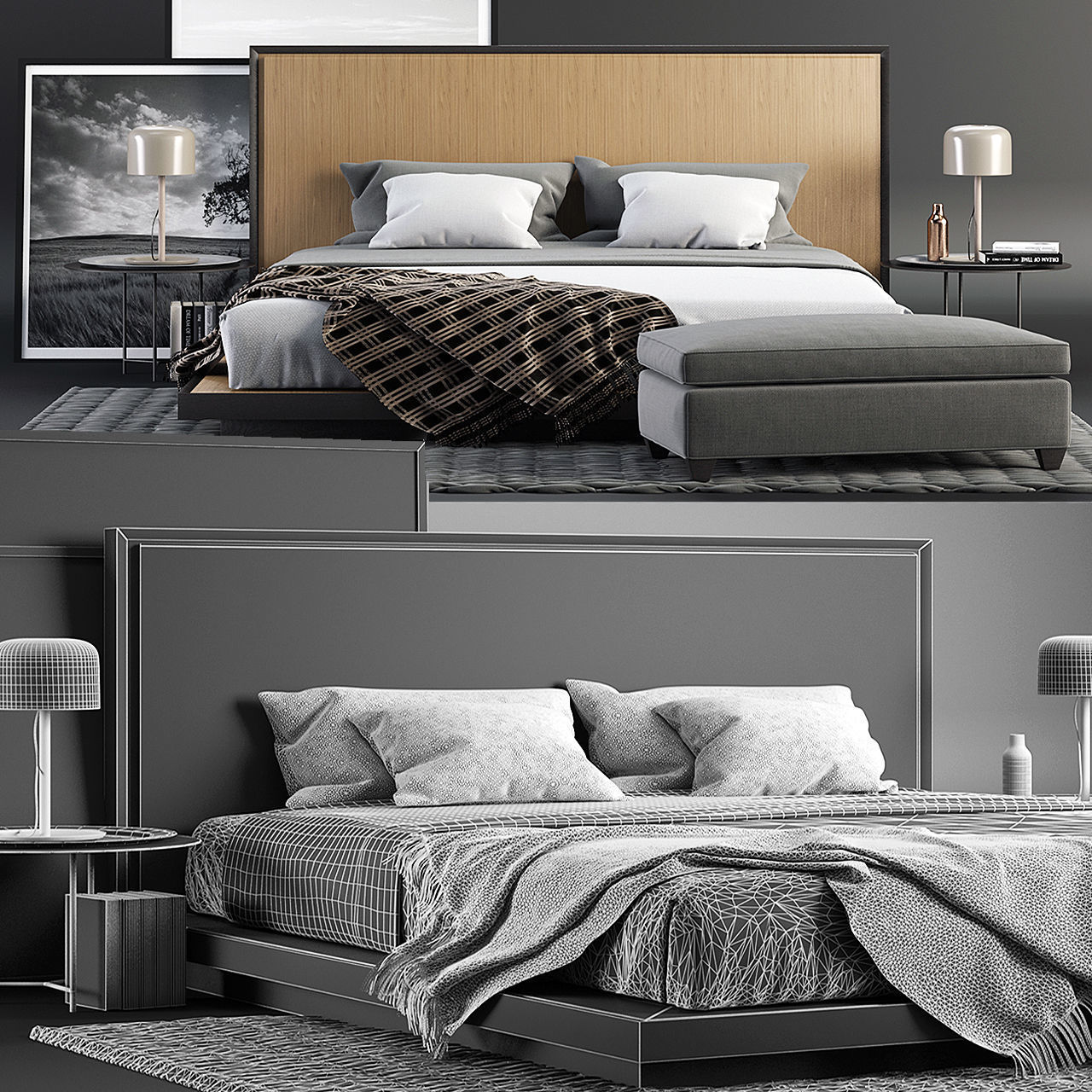 Envy King Bed SET 3D model_4