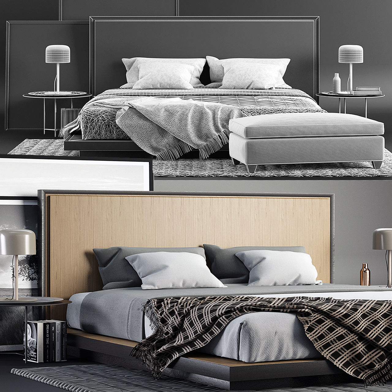 Envy King Bed SET 3D model_3
