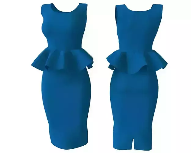 Stylish Designer Women peplum Dress 3D model  3D model