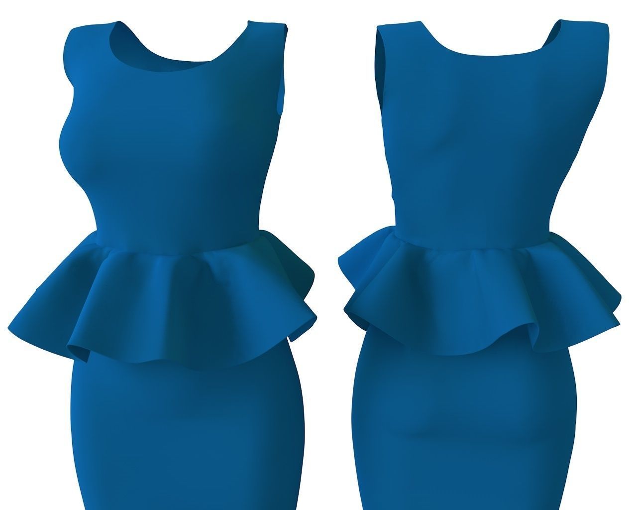 Stylish Designer Women peplum Dress 3D model 3D model_2