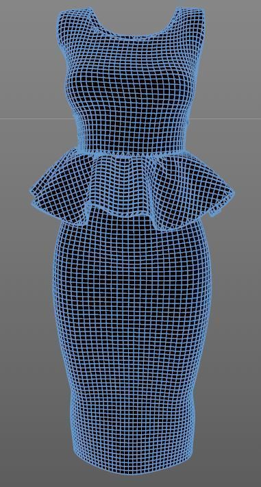 Stylish Designer Women peplum Dress 3D model 3D model_11