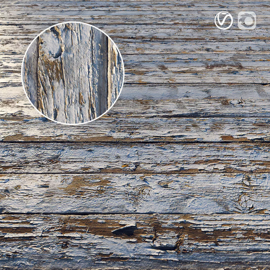 Old painted boards  8k material Low-poly 3D model_0