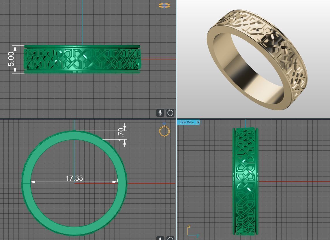 celtic knot wedding gold ring 3D print model_5