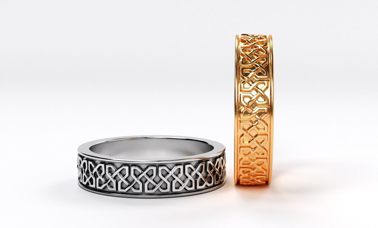 celtic knot wedding gold ring 3D print model_3