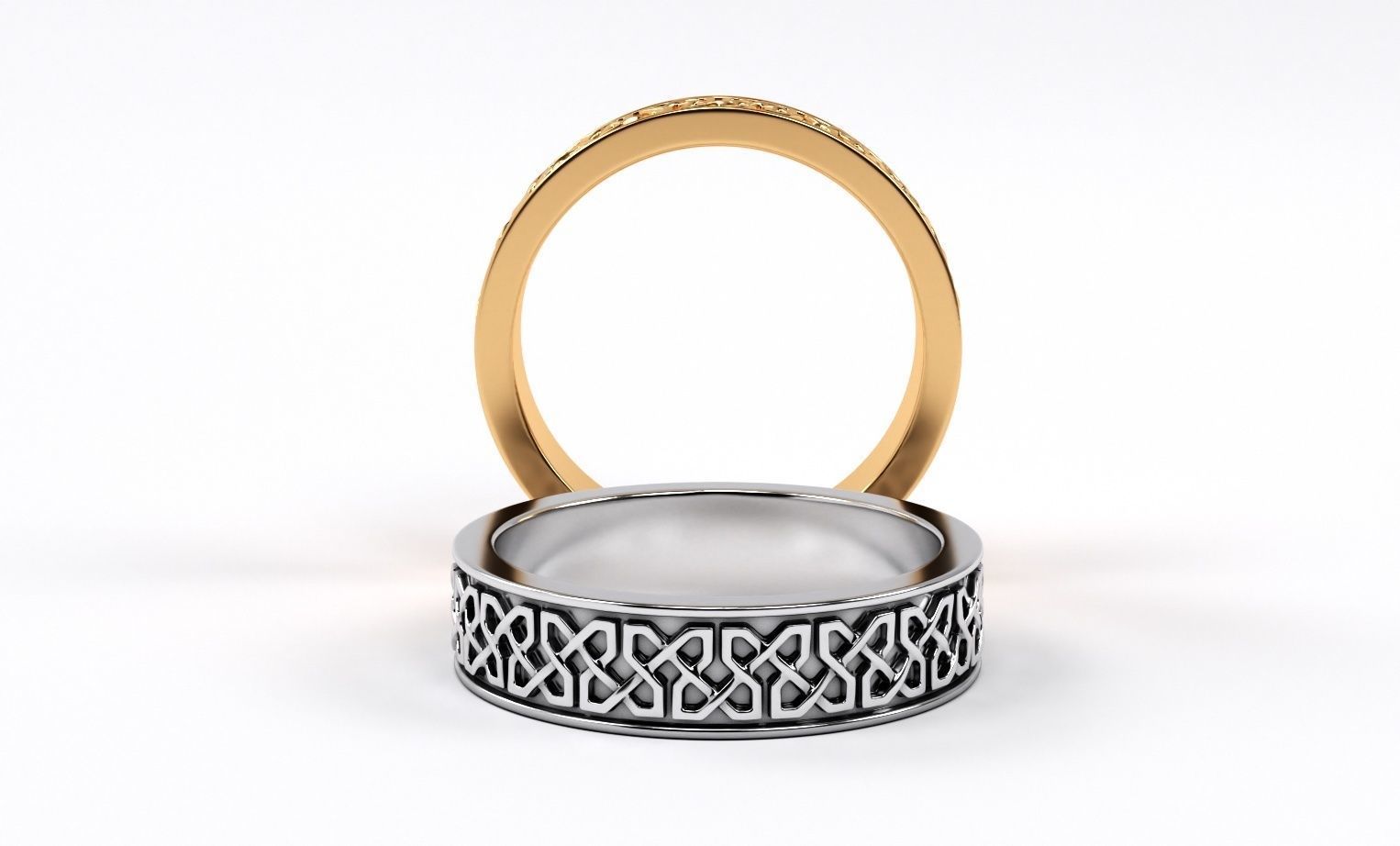 celtic knot wedding gold ring 3D print model_1