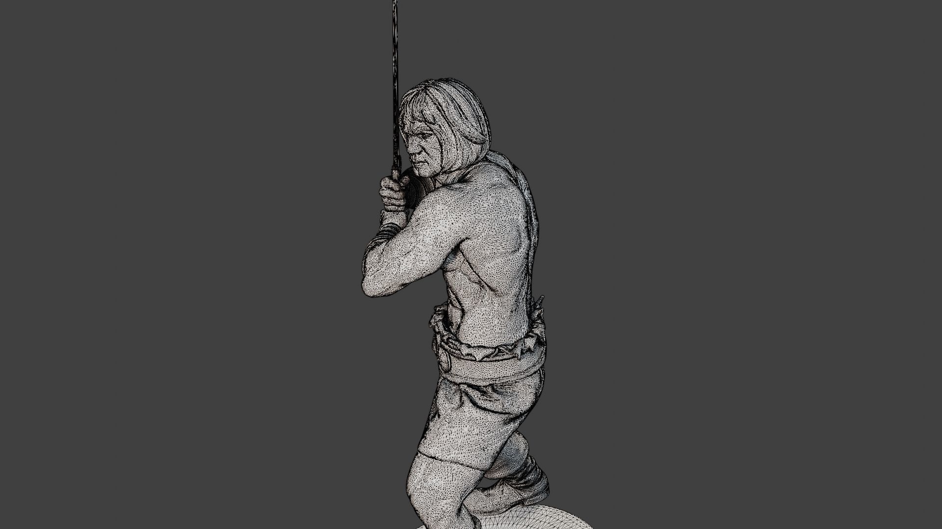 Male Barbarian 2HSword Combat1 3D print model_12