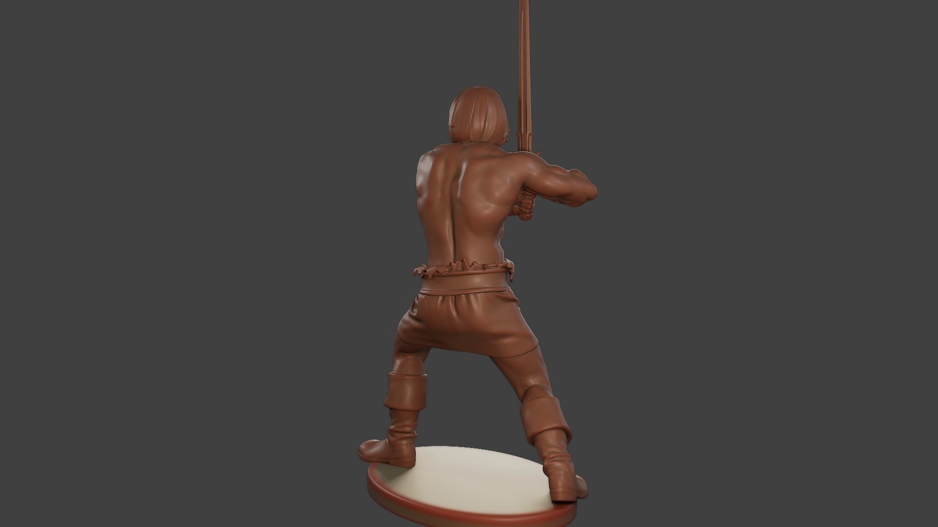 Male Barbarian 2HSword Combat1 3D print model_5
