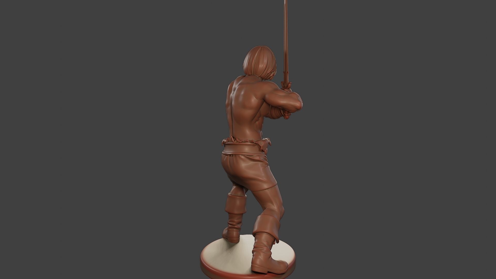 Male Barbarian 2HSword Combat1 3D print model_6