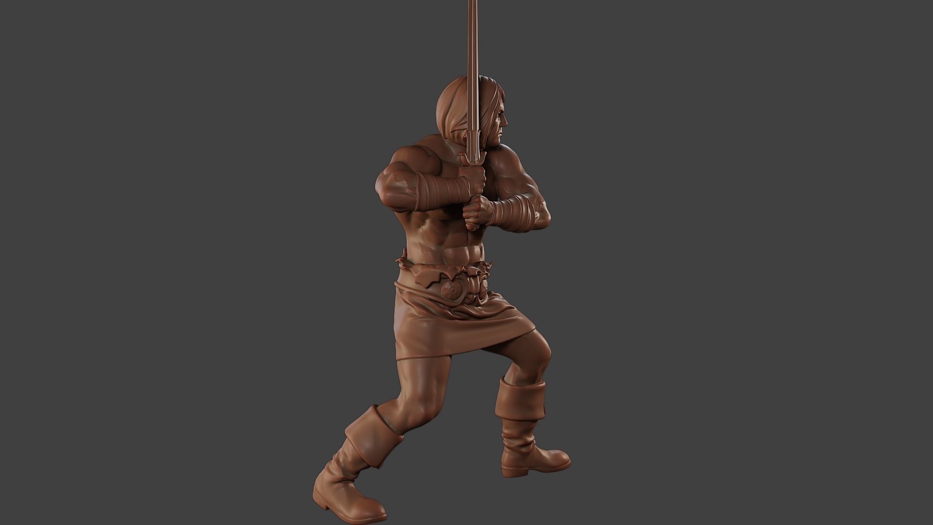 Male Barbarian 2HSword Combat1 3D print model_31