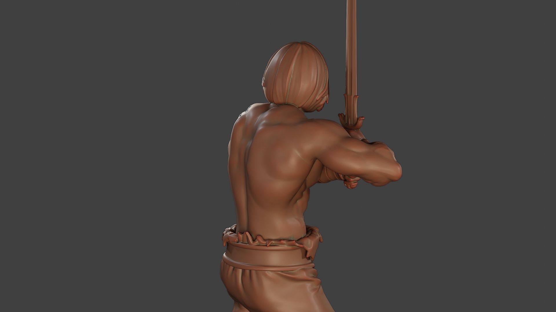 Male Barbarian 2HSword Combat1 3D print model_21