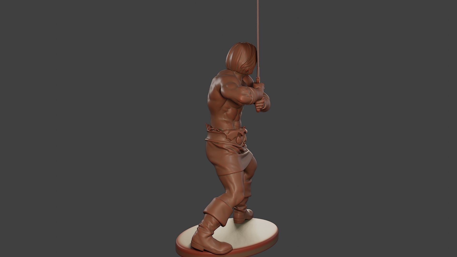 Male Barbarian 2HSword Combat1 3D print model_7