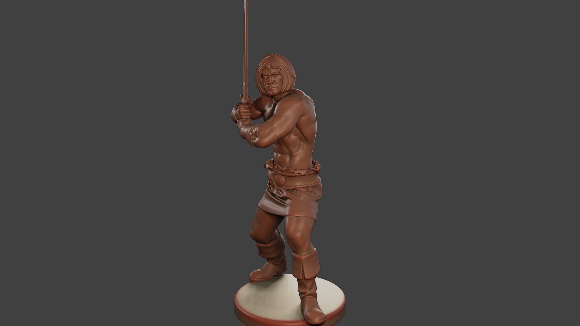 Male Barbarian 2HSword Combat1 3D print model_1
