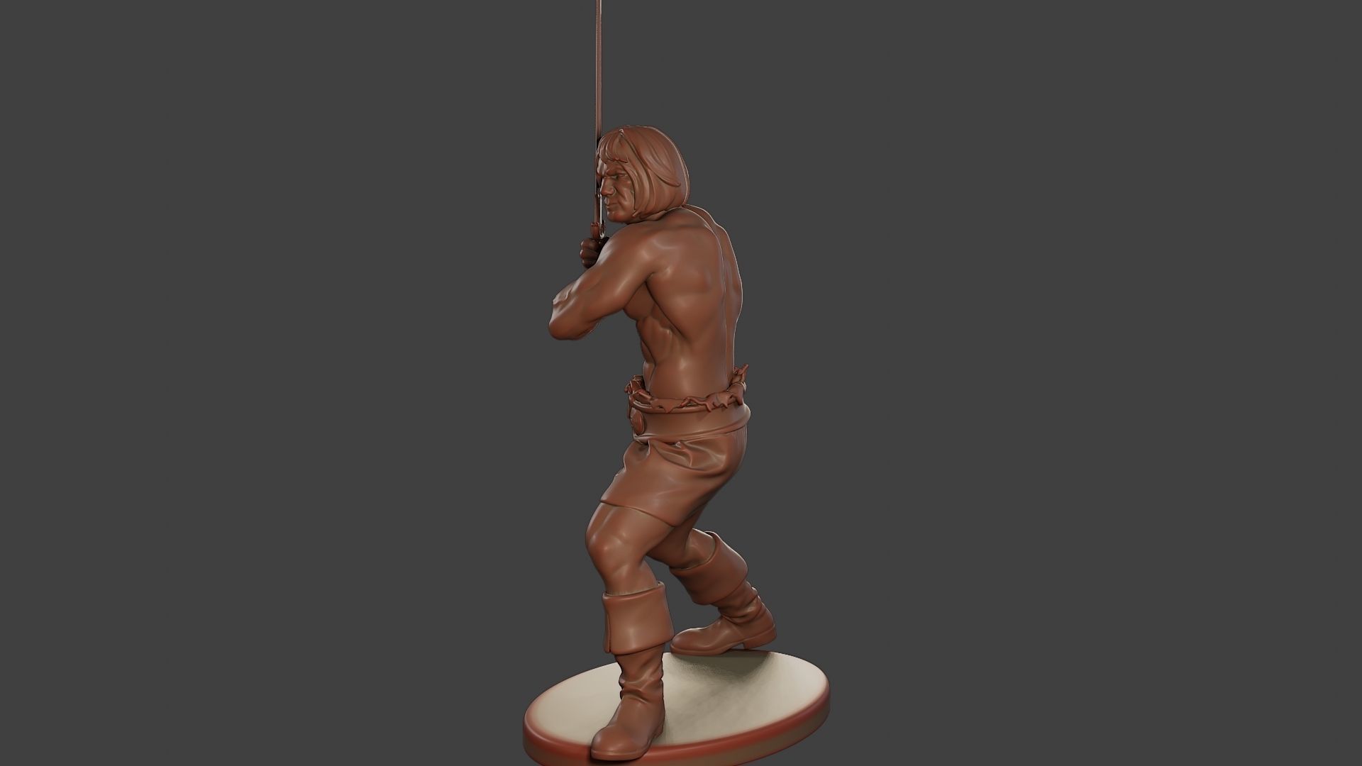 Male Barbarian 2HSword Combat1 3D print model_2