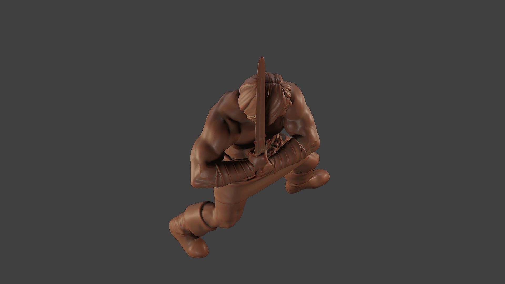 Male Barbarian 2HSword Combat1 3D print model_23