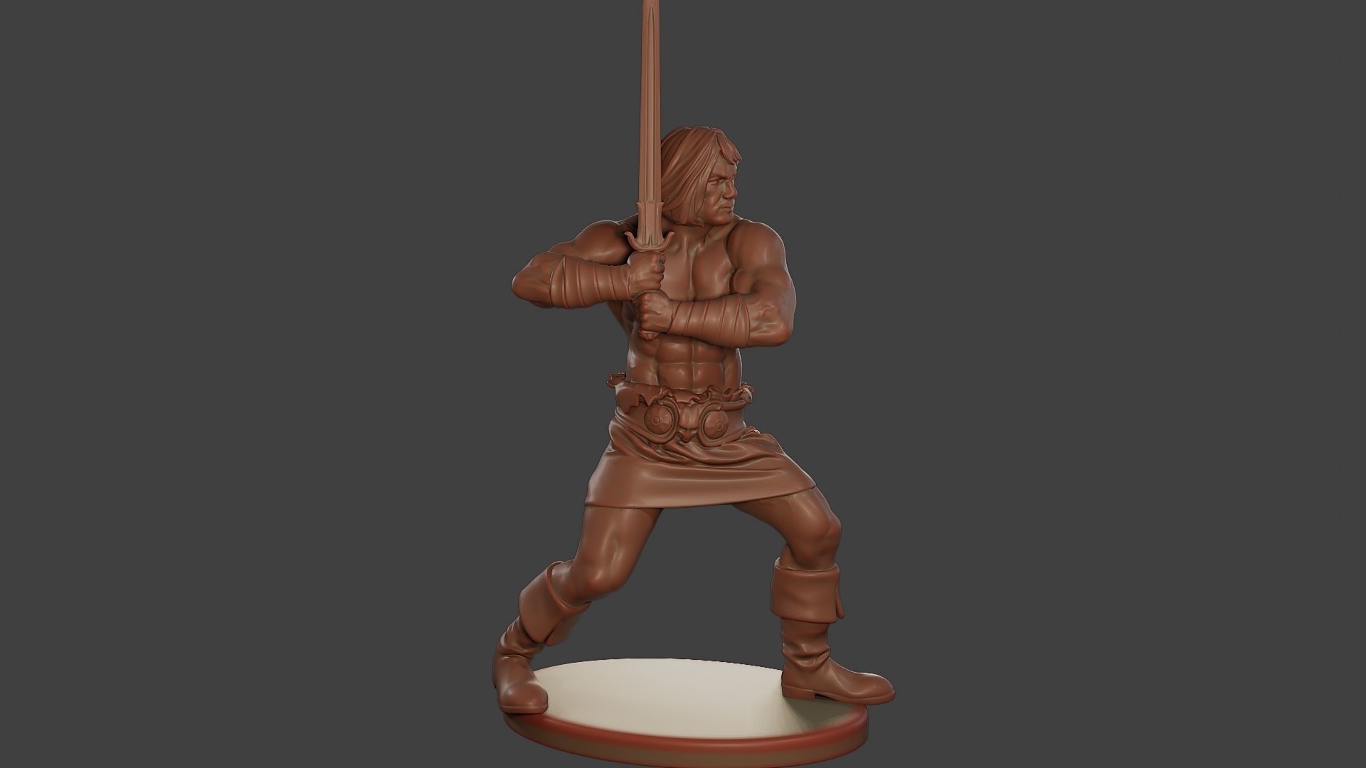 Male Barbarian 2HSword Combat1 3D print model_9