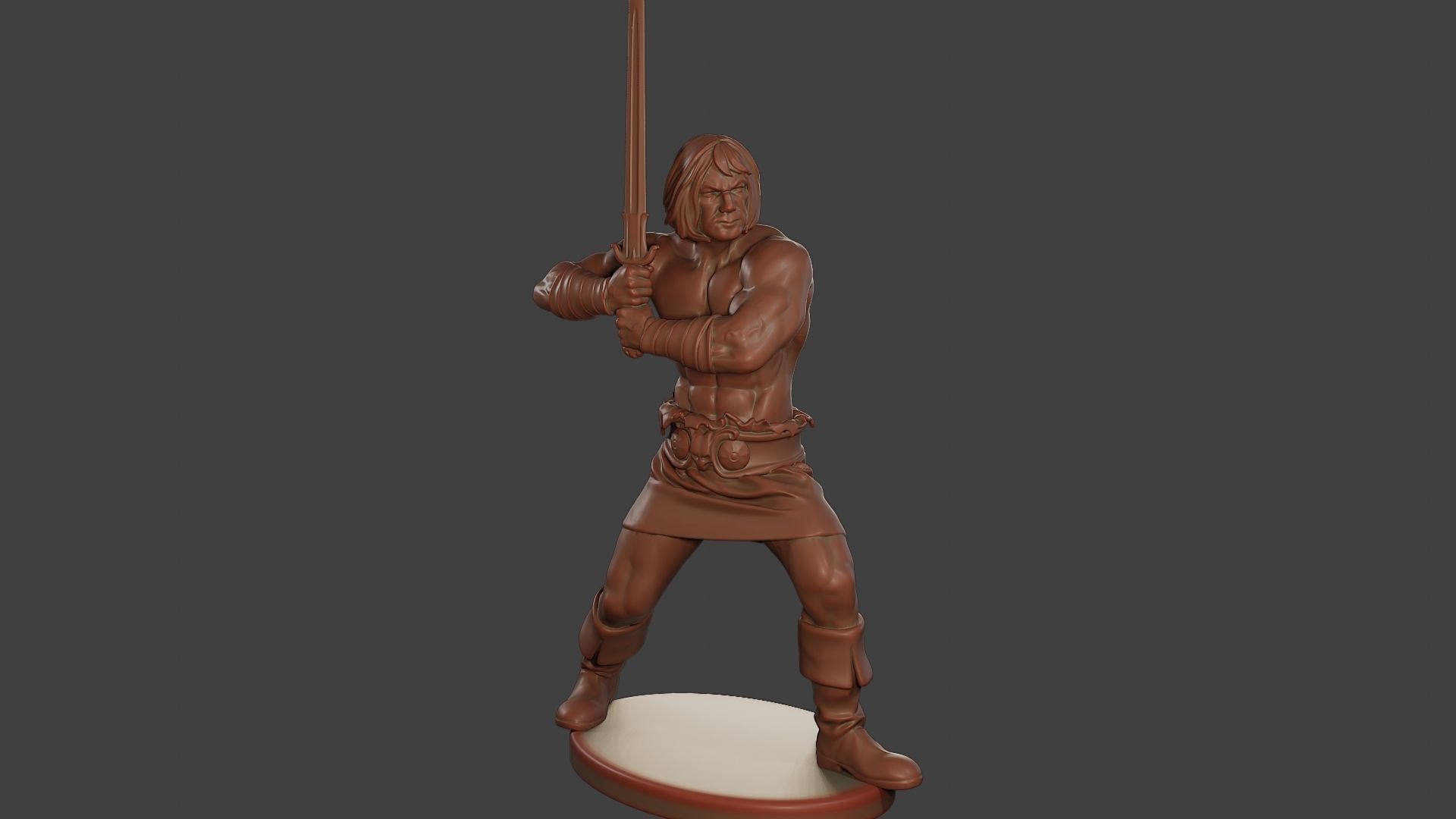Male Barbarian 2HSword Combat1 3D print model_10