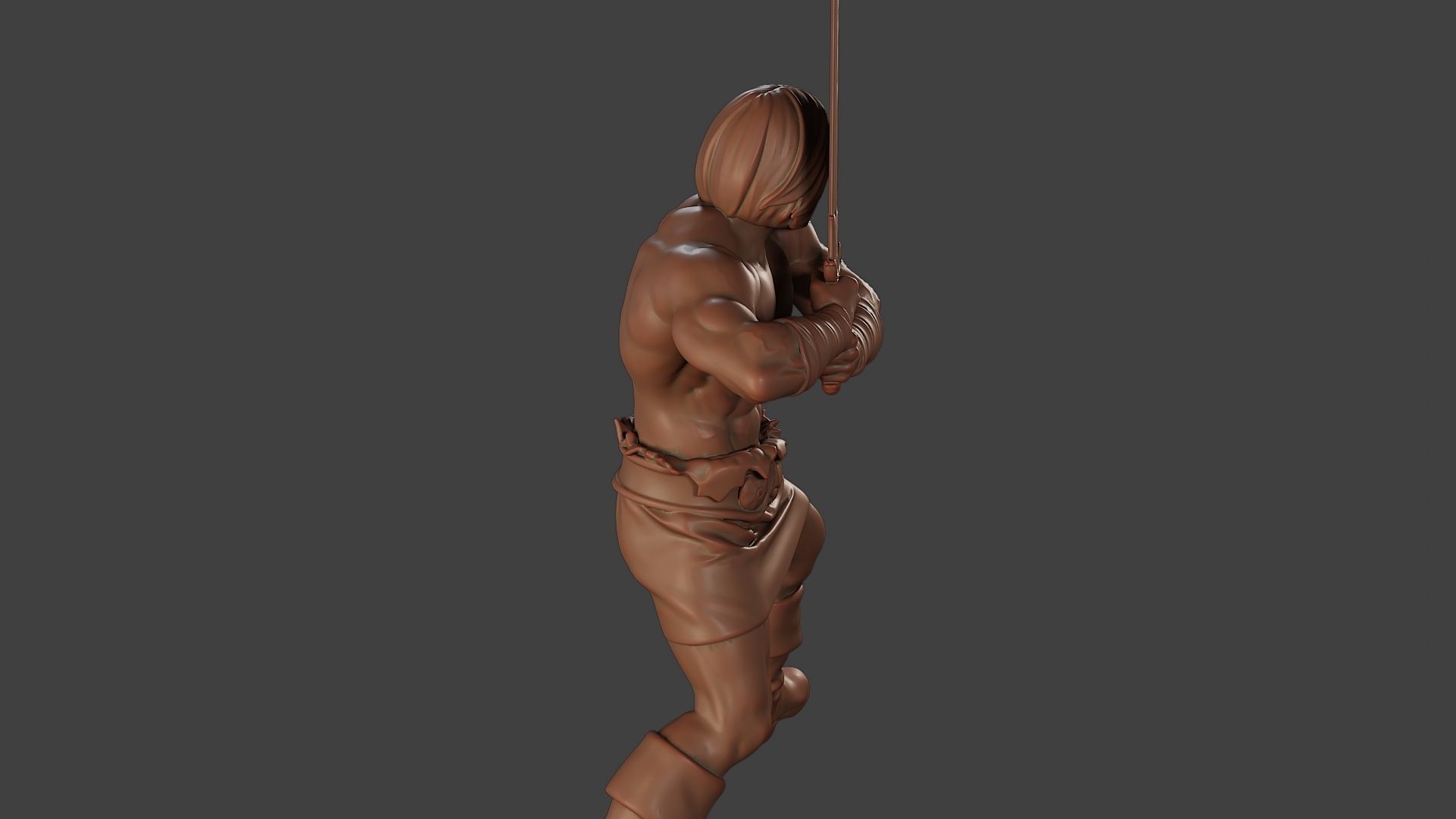 Male Barbarian 2HSword Combat1 3D print model_24