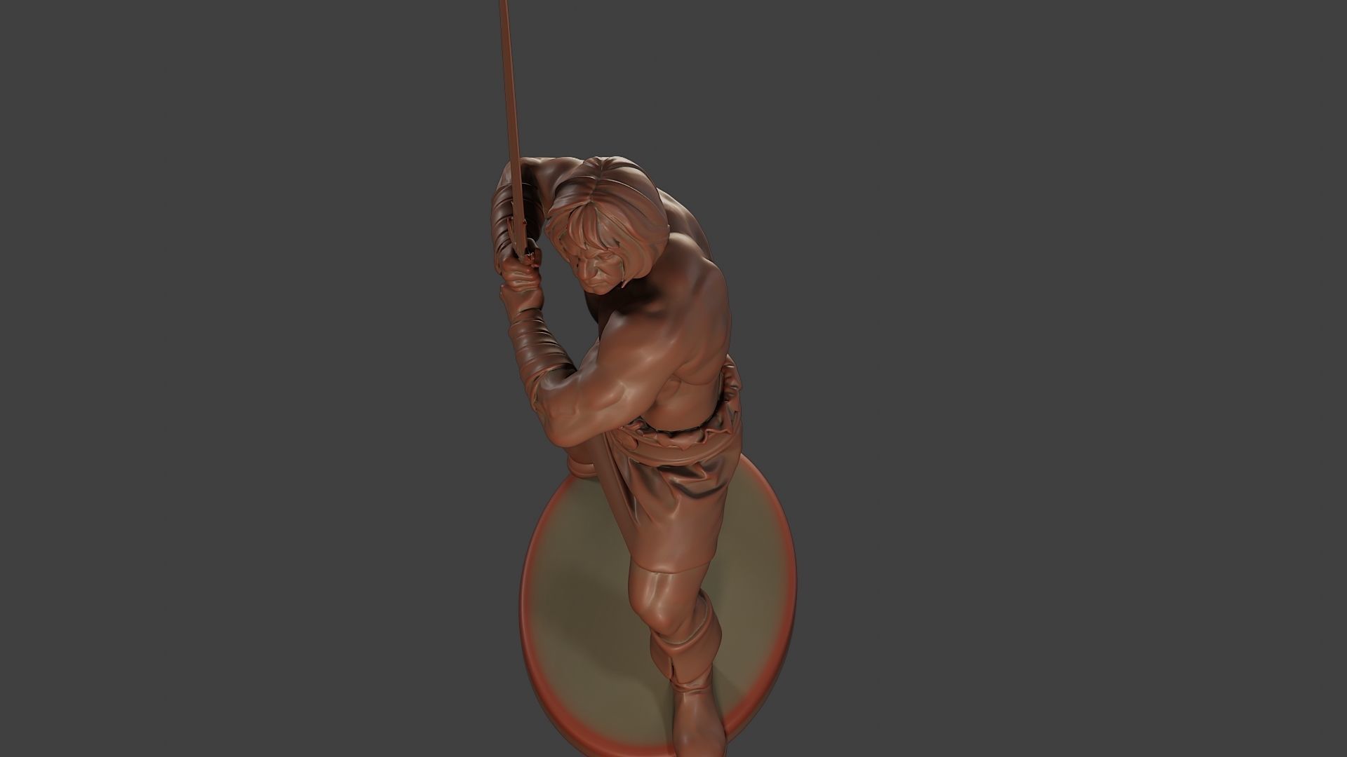 Male Barbarian 2HSword Combat1 3D print model_14