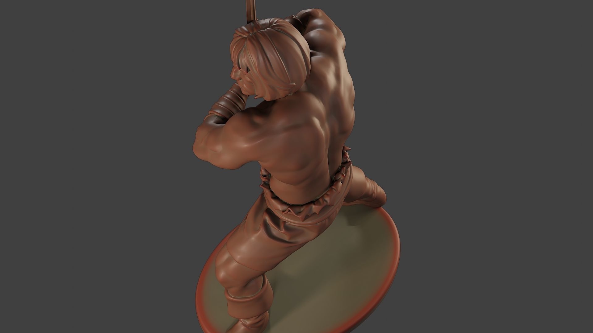 Male Barbarian 2HSword Combat1 3D print model_16