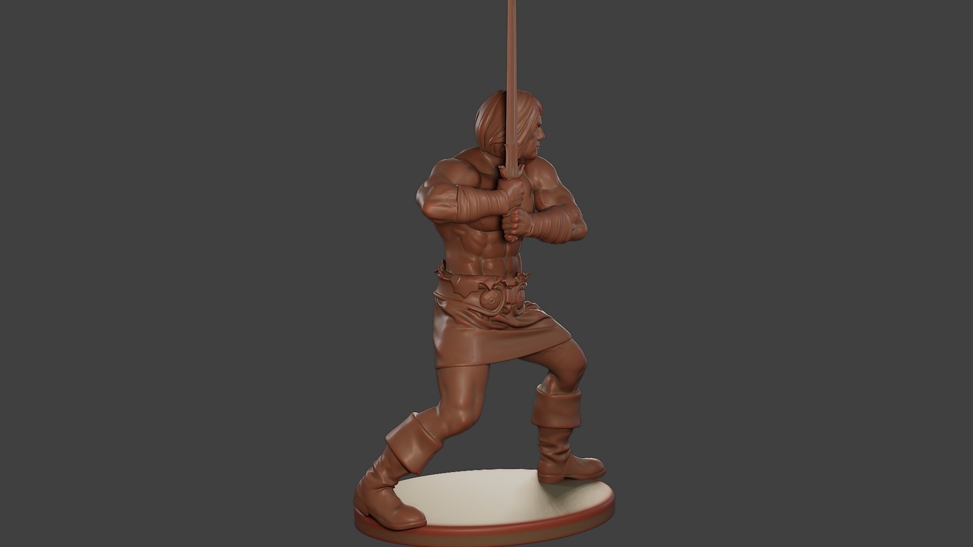 Male Barbarian 2HSword Combat1 3D print model_8