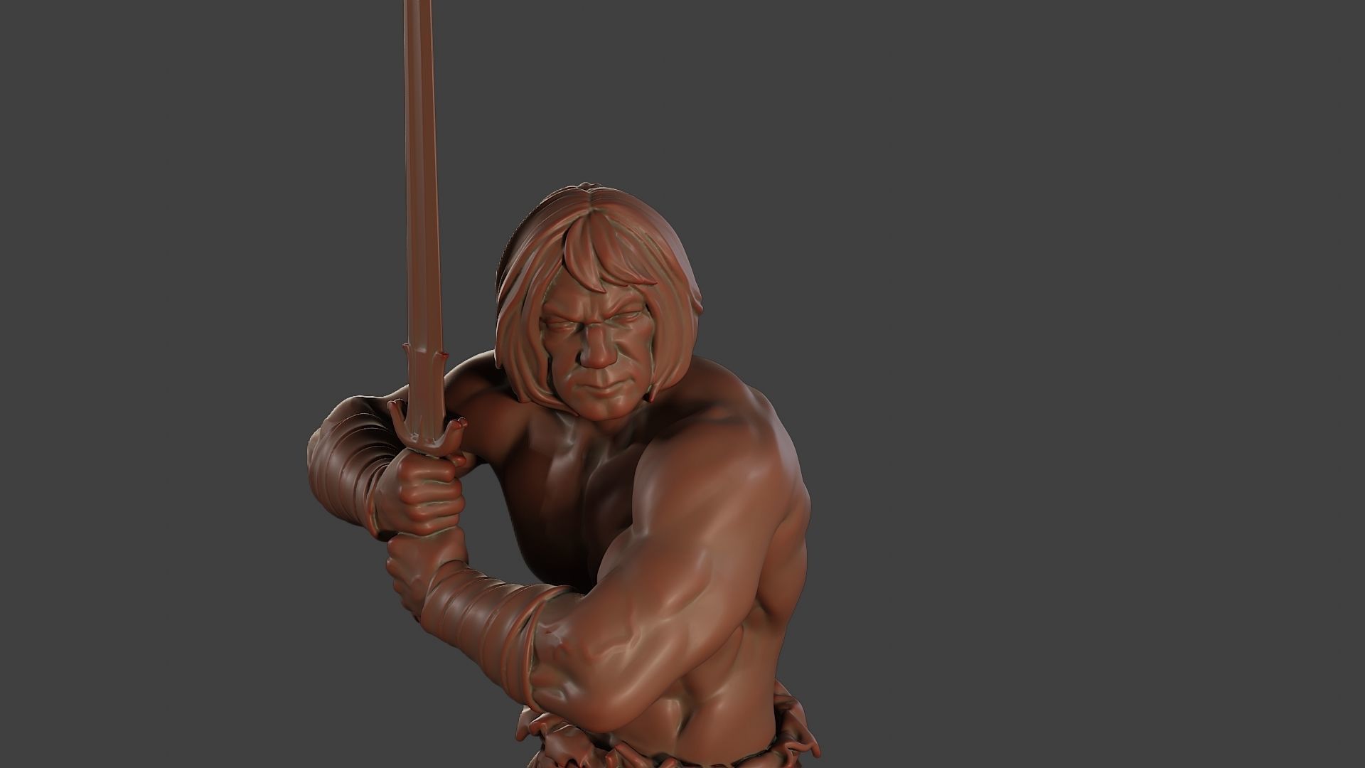 Male Barbarian 2HSword Combat1 3D print model_19