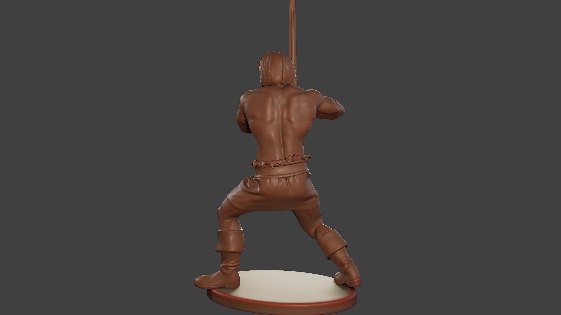 Male Barbarian 2HSword Combat1 3D print model_4