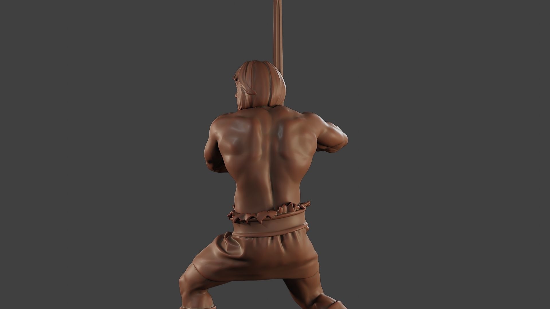 Male Barbarian 2HSword Combat1 3D print model_26