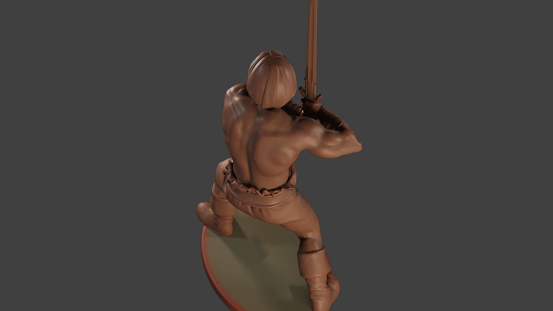 Male Barbarian 2HSword Combat1 3D print model_15