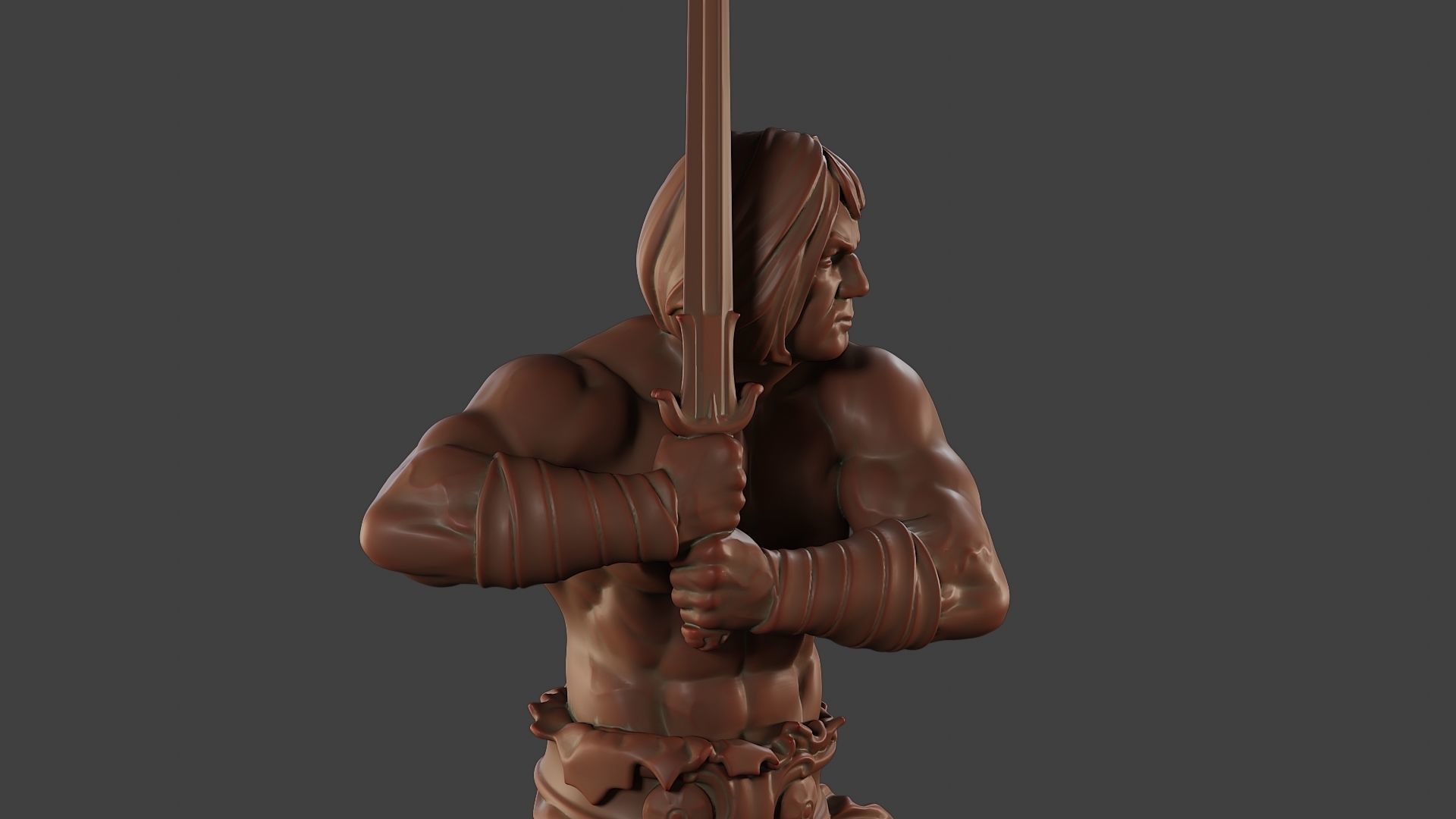 Male Barbarian 2HSword Combat1 3D print model_20