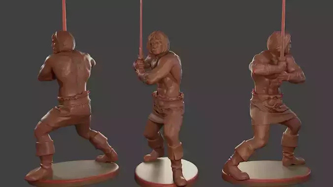 Male Barbarian  2HSword Combat1 3D print model