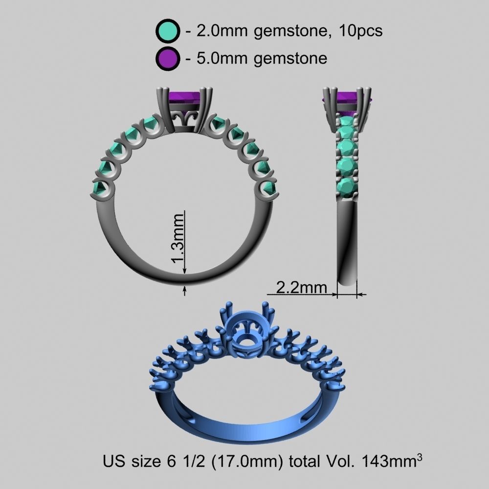 Wedding Golden Ring 3D print model_12