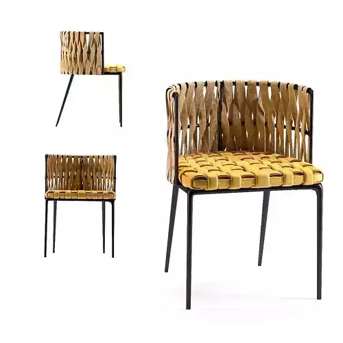 Chair with Armrest Cheerio Yellow 3D model