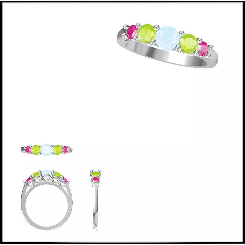 JCD Format White gold color stone rings ring cad 3D print model_0