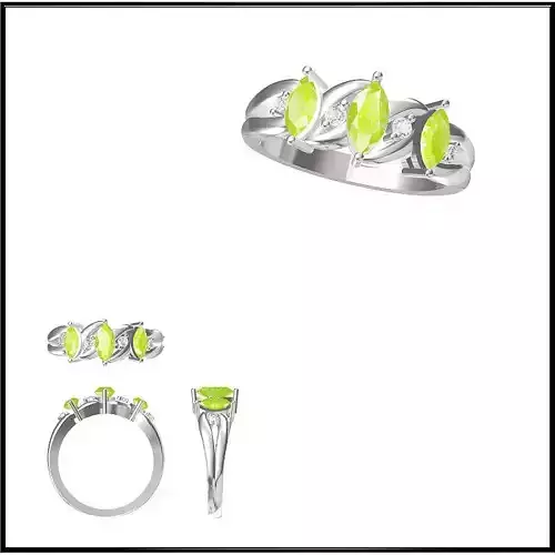 JCD Format White gold color stone rings rhino 3d jewelry